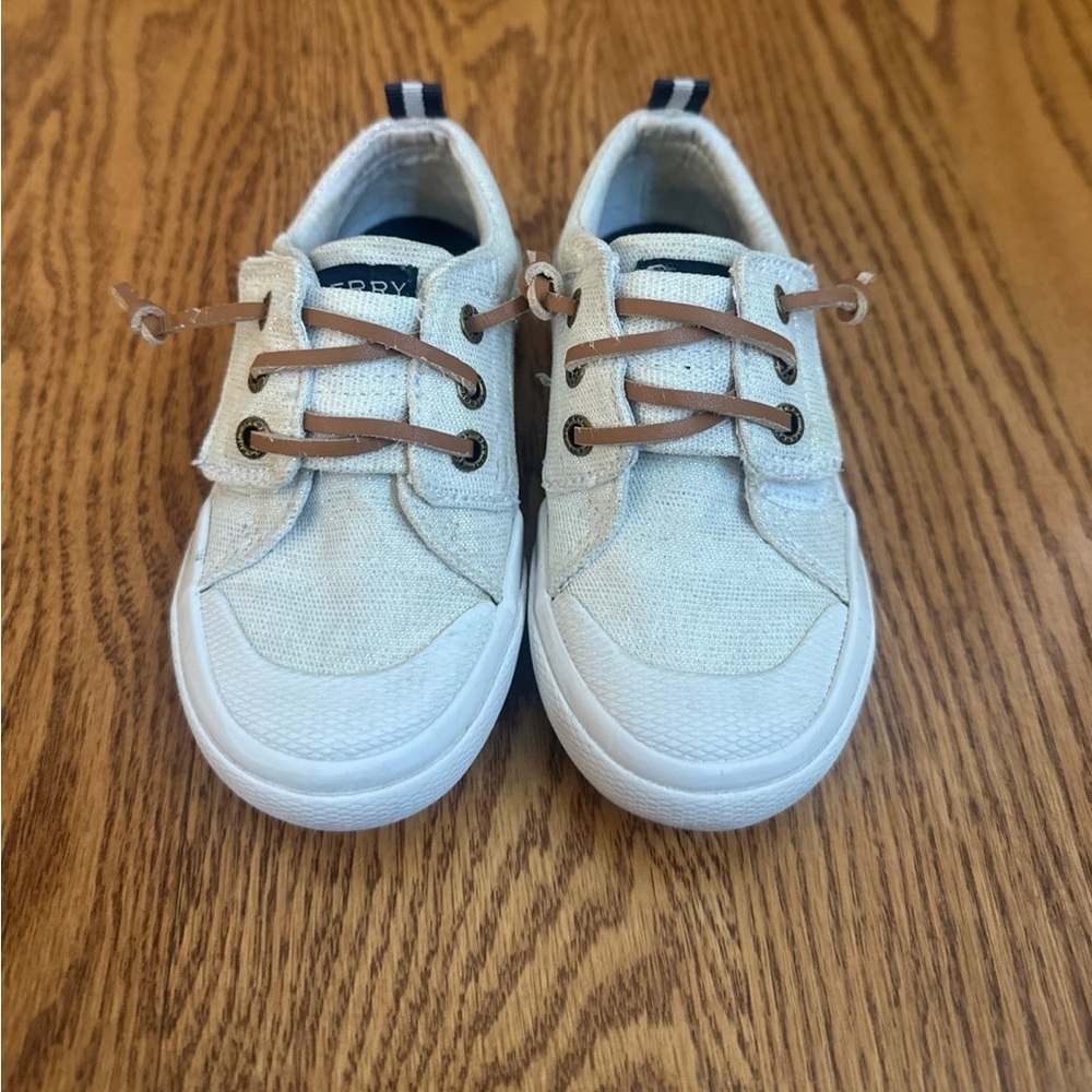 Sperry Pier Wave Jr Boat Shoes Girls 6.5 Sparkly White